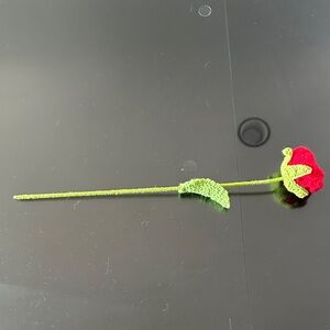 Handcrafted Red Rose Crochet Flower